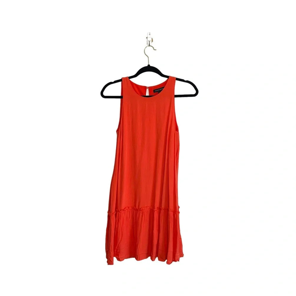 Banana Republic Orange Red Ruffle Sleeveless Shift Mini Dress 0 Women’s